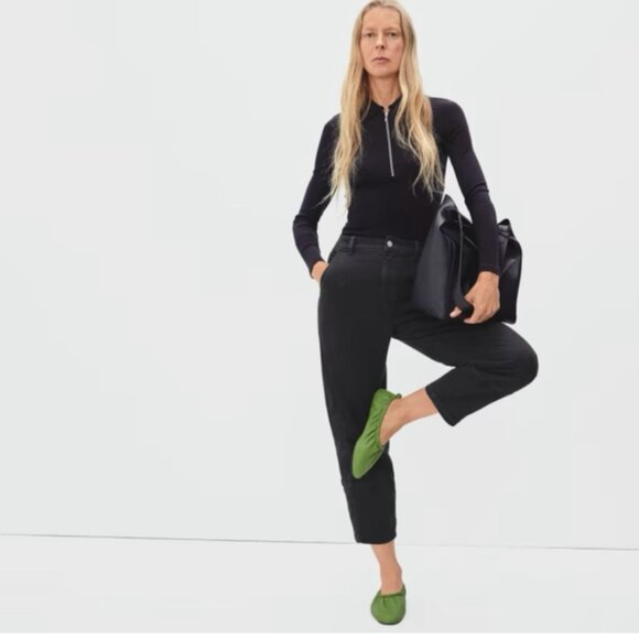 Everlane Black Organic Cotton Barrel Baloon Jeans High-Rise Tapered Ankle Length - Picture 16 of 16